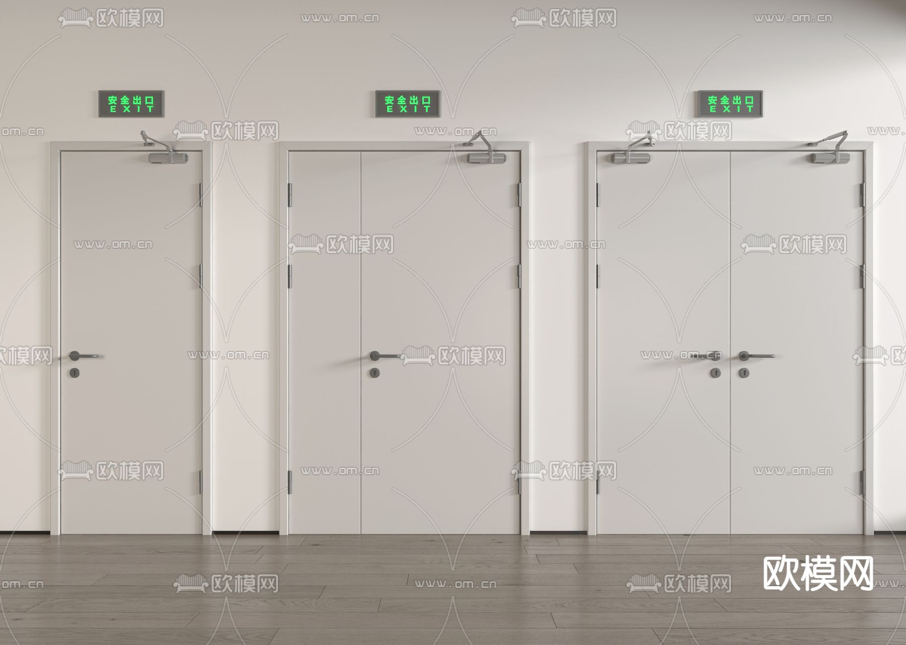 现代安全门消防门3d模型下载