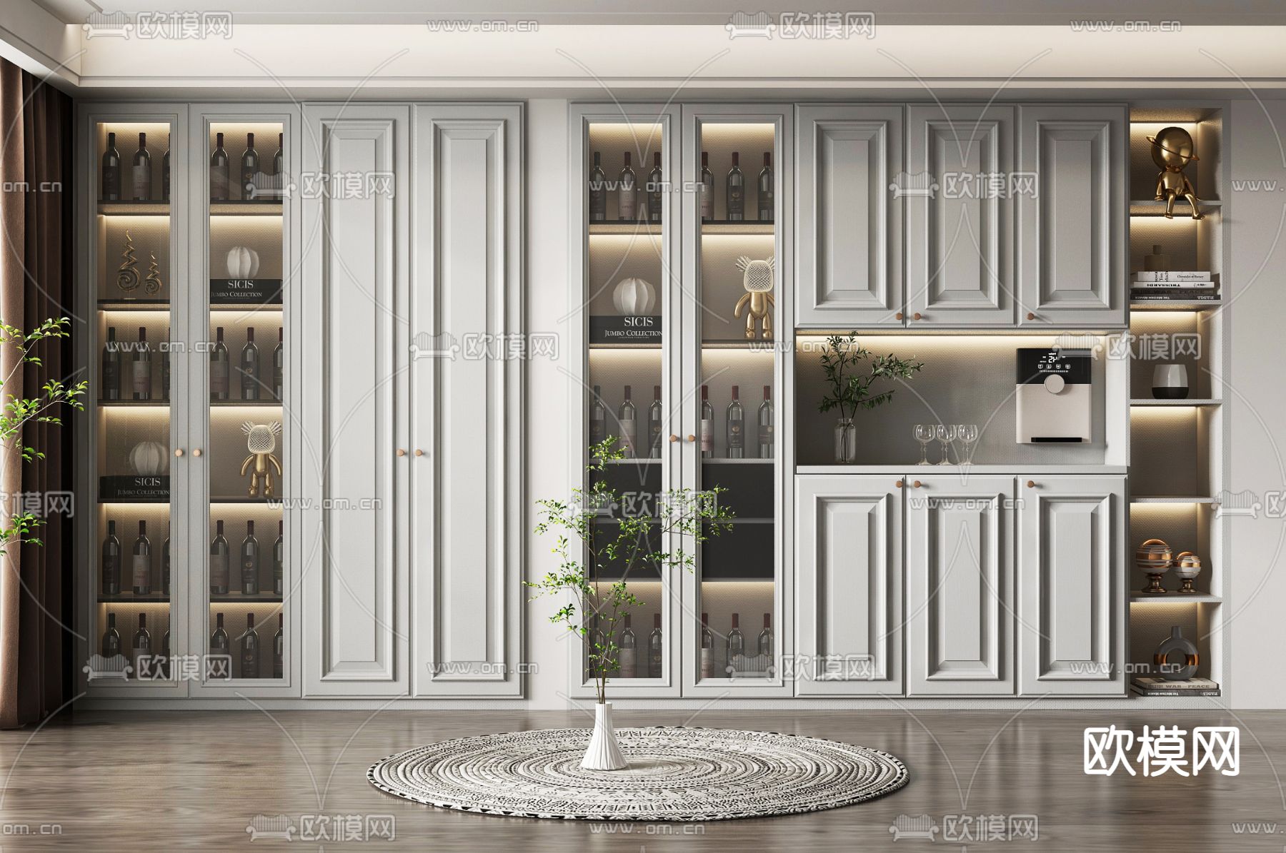 欧式酒柜su模型下载（渲染图1）