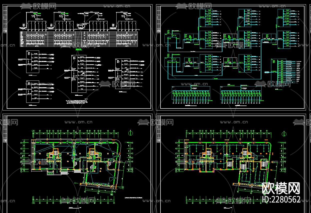 商住楼电气cad施工图下载（渲染图4）