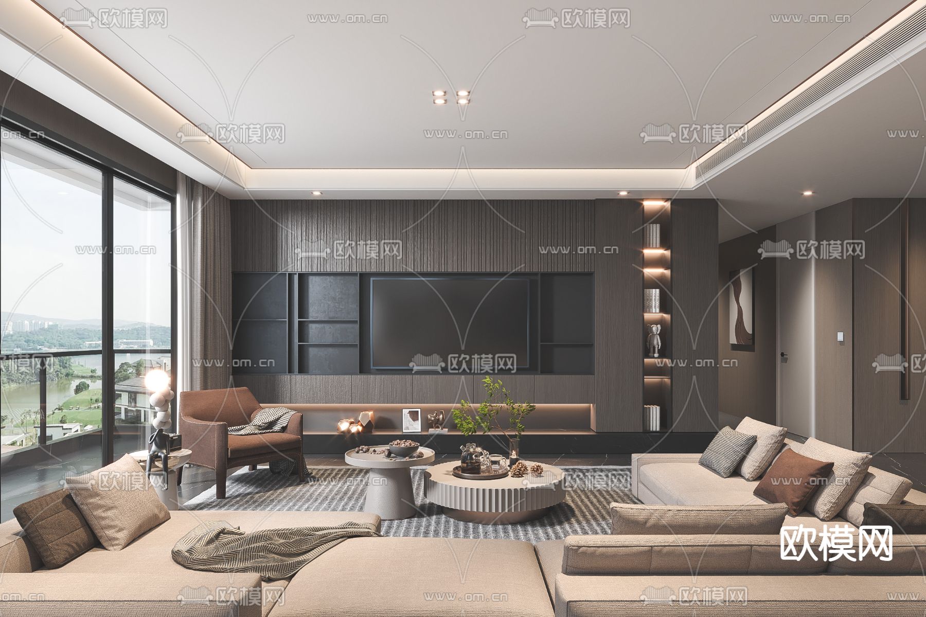 现代客厅su模型下载_ID12106724_sketchup模型下载-欧模网