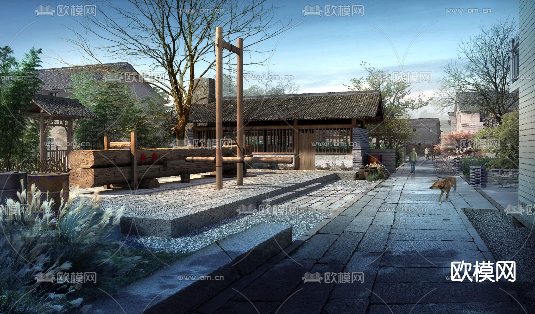 新中式农村道路桥梁psd下载