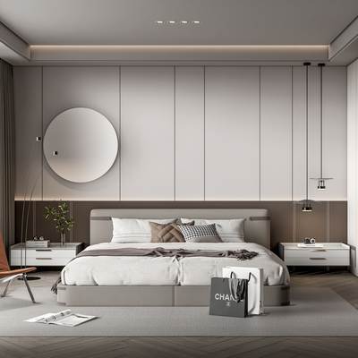 现代卧室主人房su模型