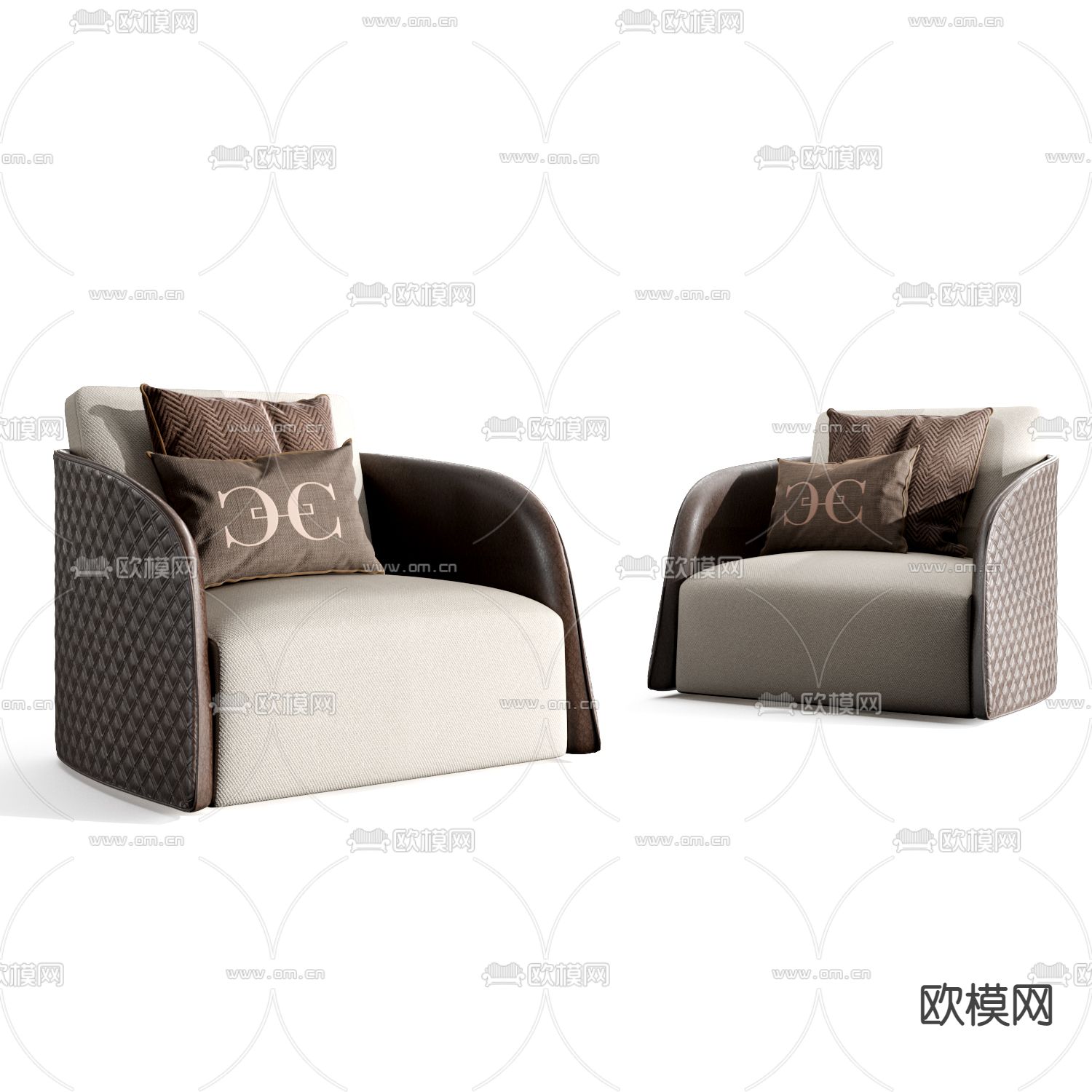 BENTLEY 棕色单人沙发3d模型