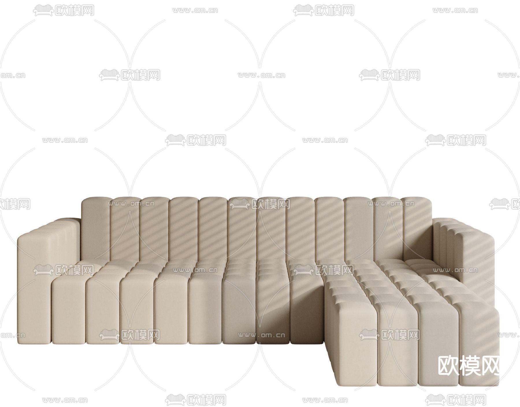 侘寂风转角沙发su模型下载