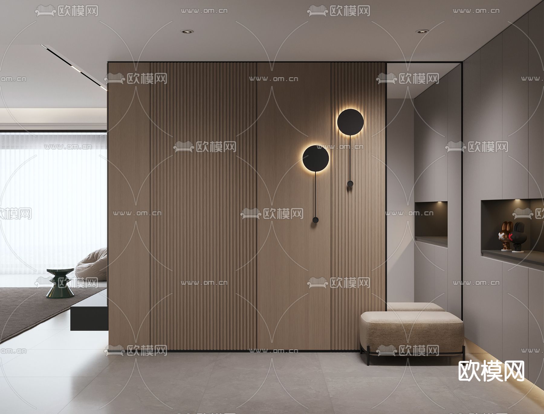 现代极简客餐厅3d模型下载（渲染图4）