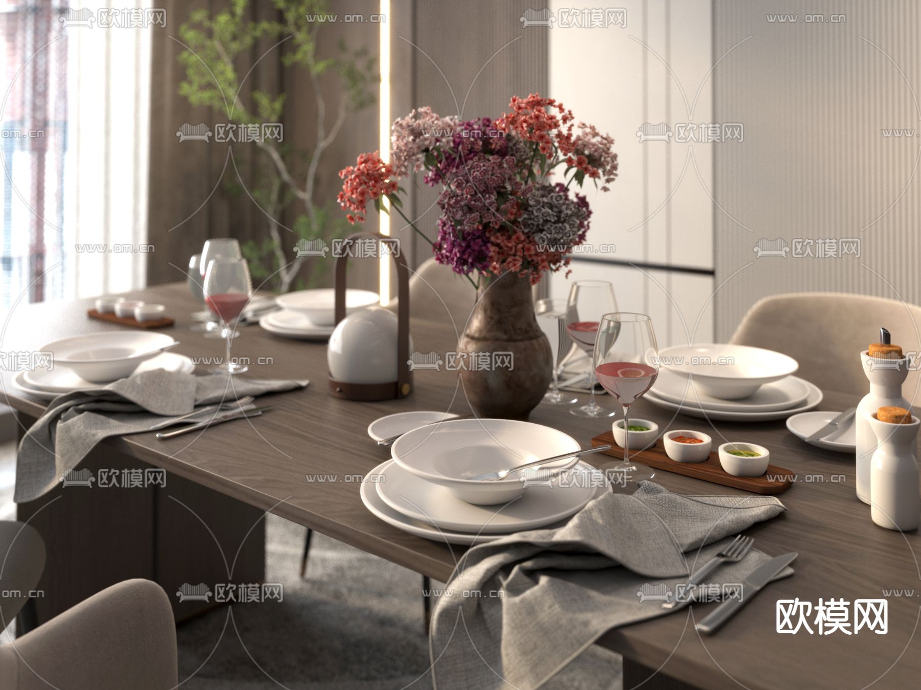 现代碗碟餐具3d模型下载