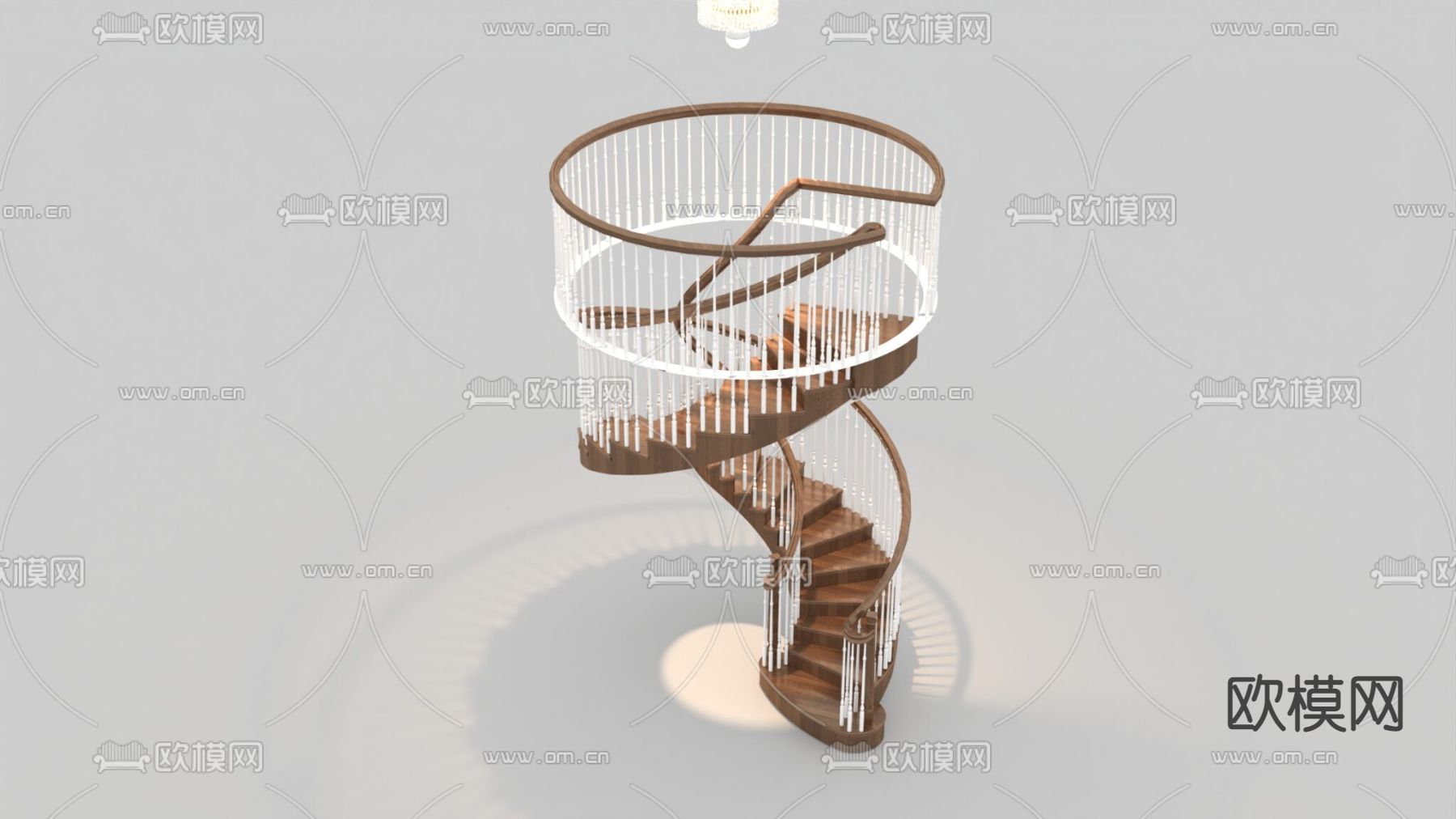 欧式古典实木螺旋楼梯免费3d模型下载