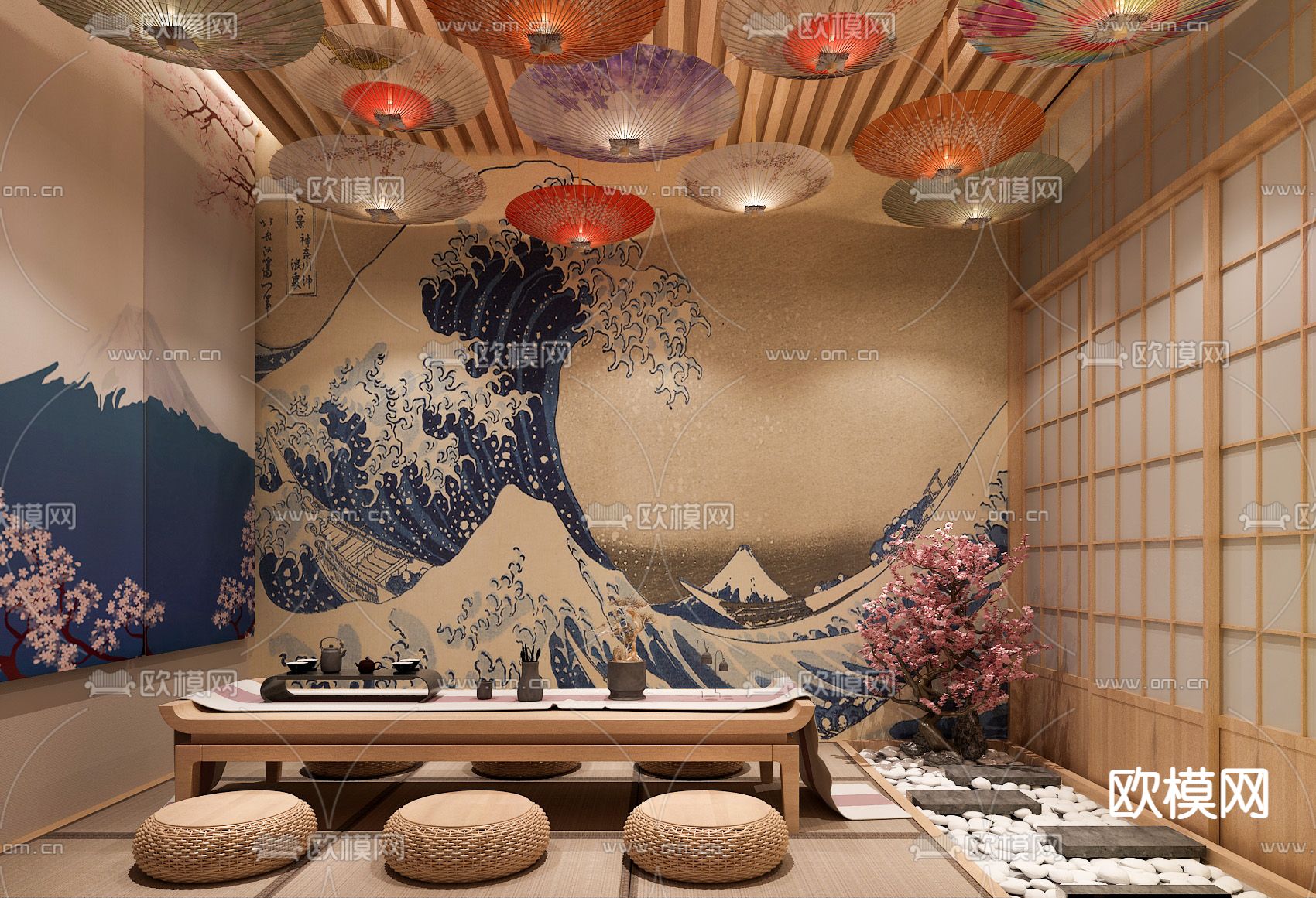 日式剧本杀包间包厢su模型下载（渲染图1）