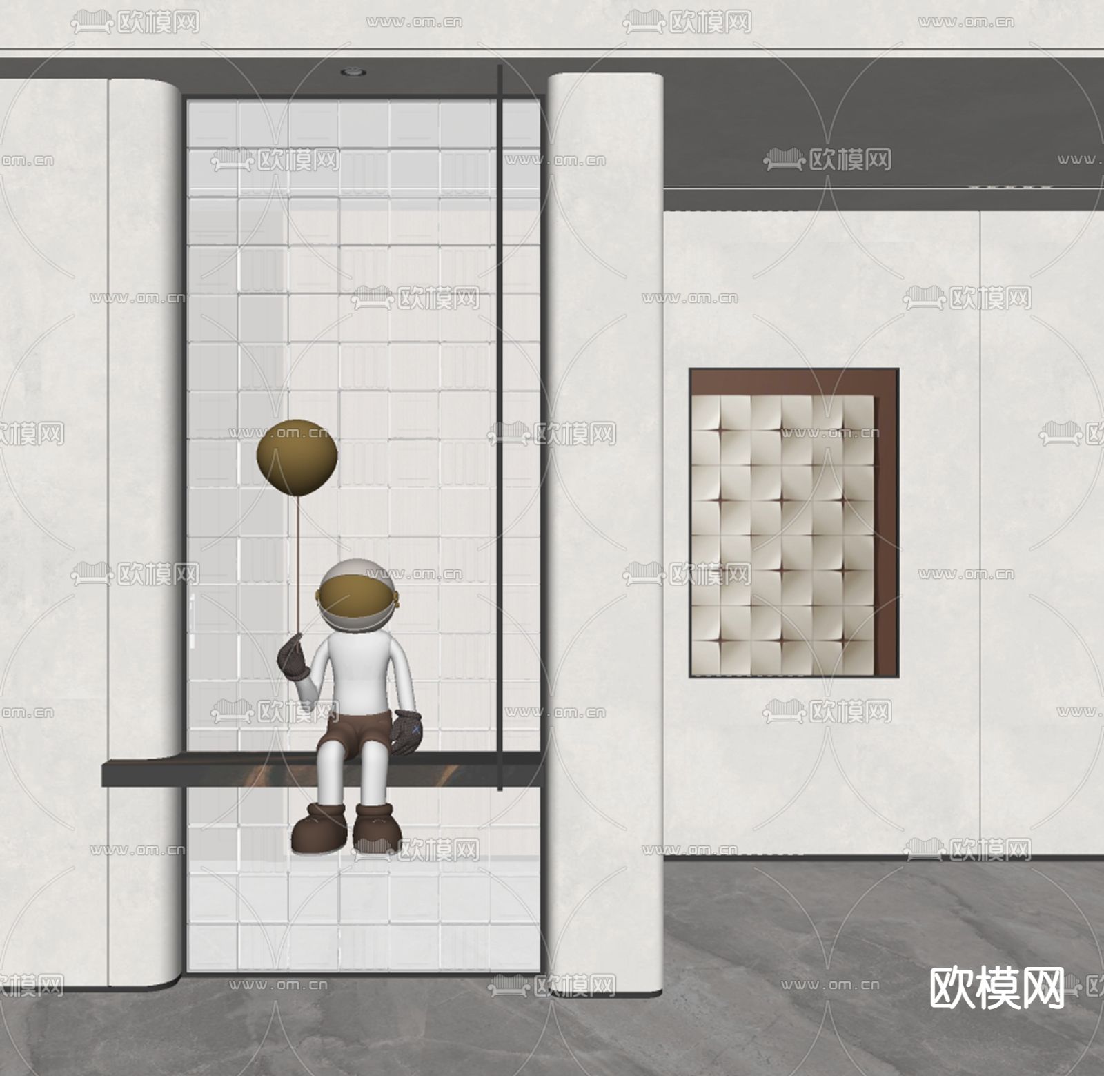 现代玻璃砖隔断su模型