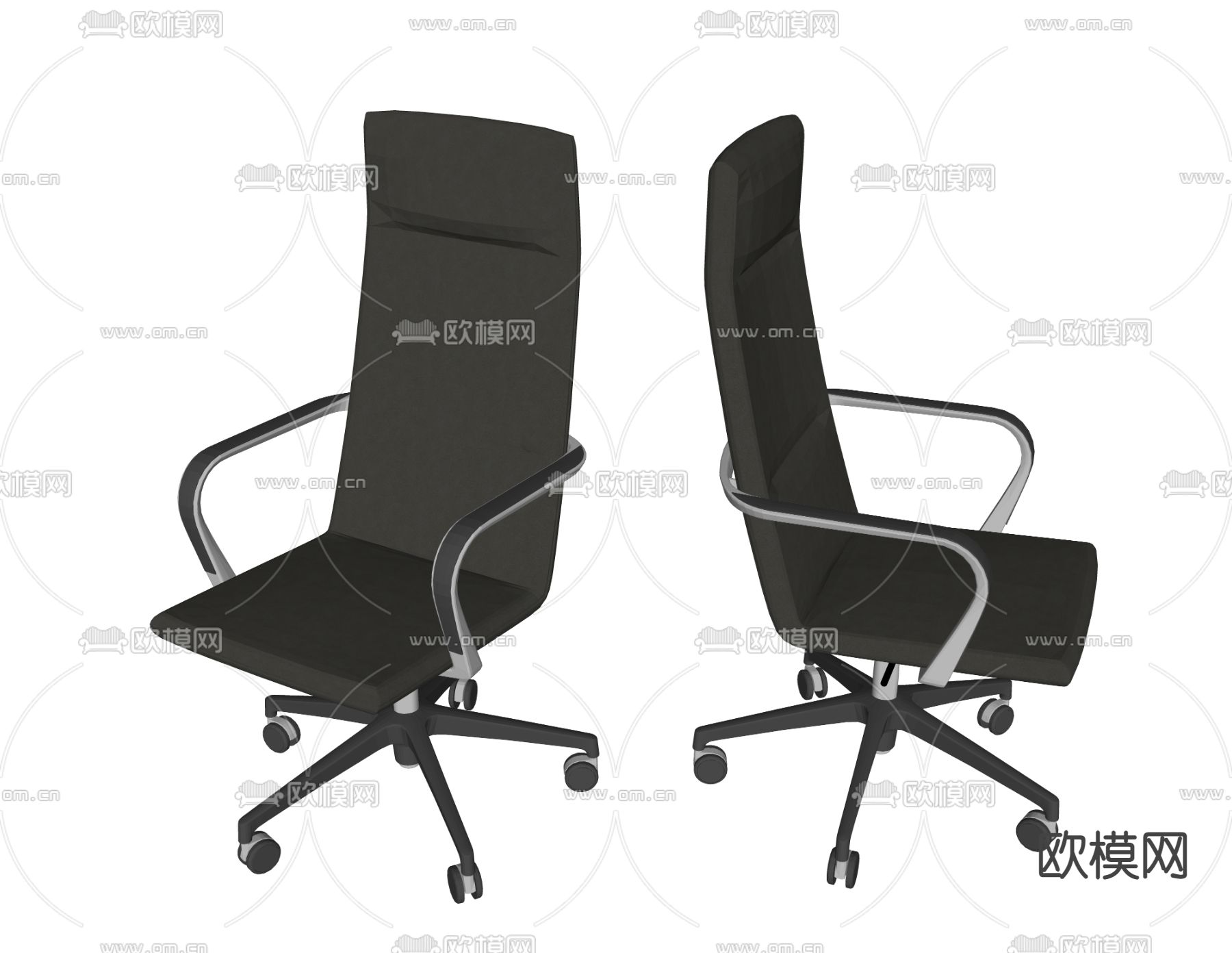 现代黑色办公椅su模型下载（渲染图2）