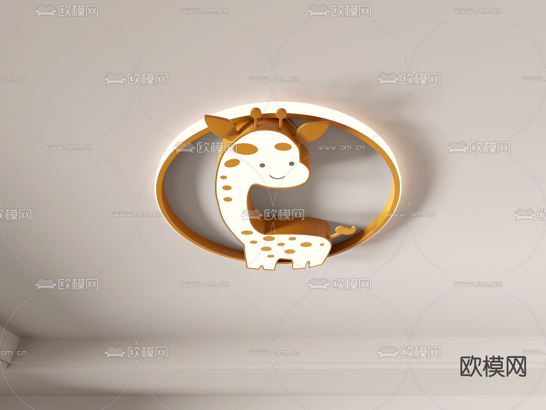现代卡通动物儿童吸顶灯su模型