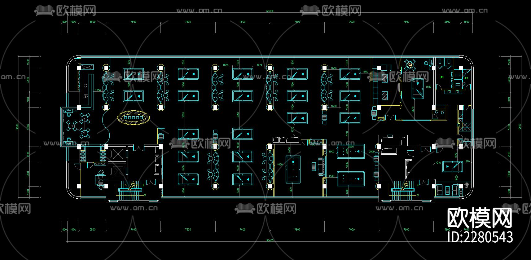 台球俱乐部cad施工图下载（渲染图1）