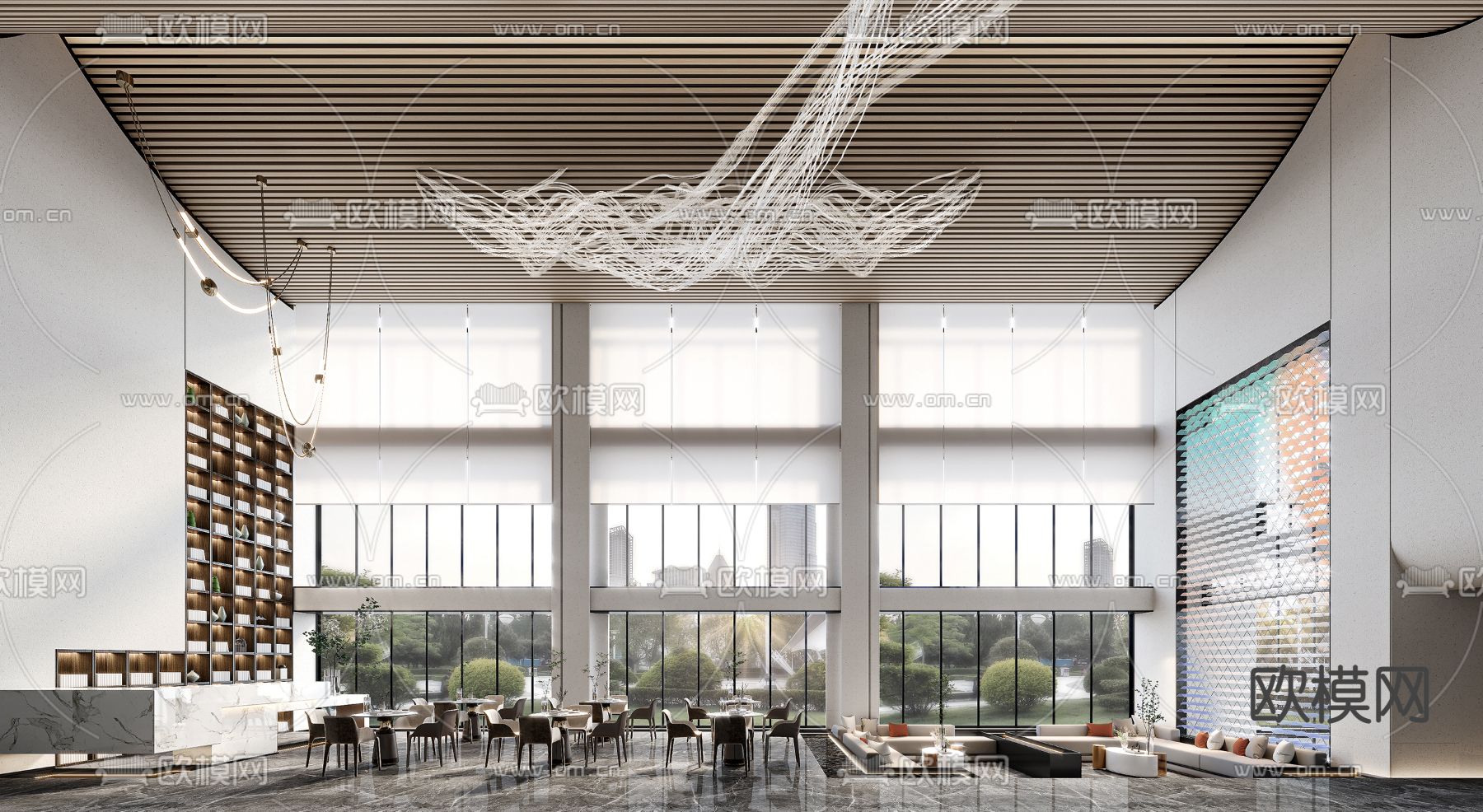 现代售楼处洽谈区3d模型下载