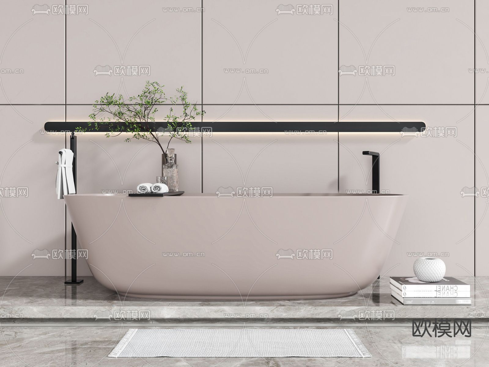 现代浴缸su模型下载（渲染图1）