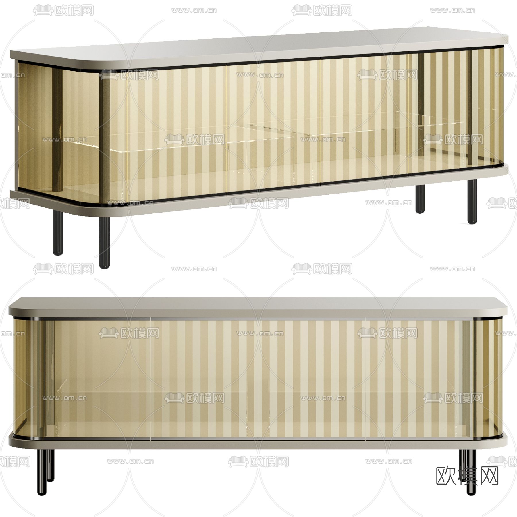 Fendi 现代玻璃电视柜3d模型下载（渲染图1）