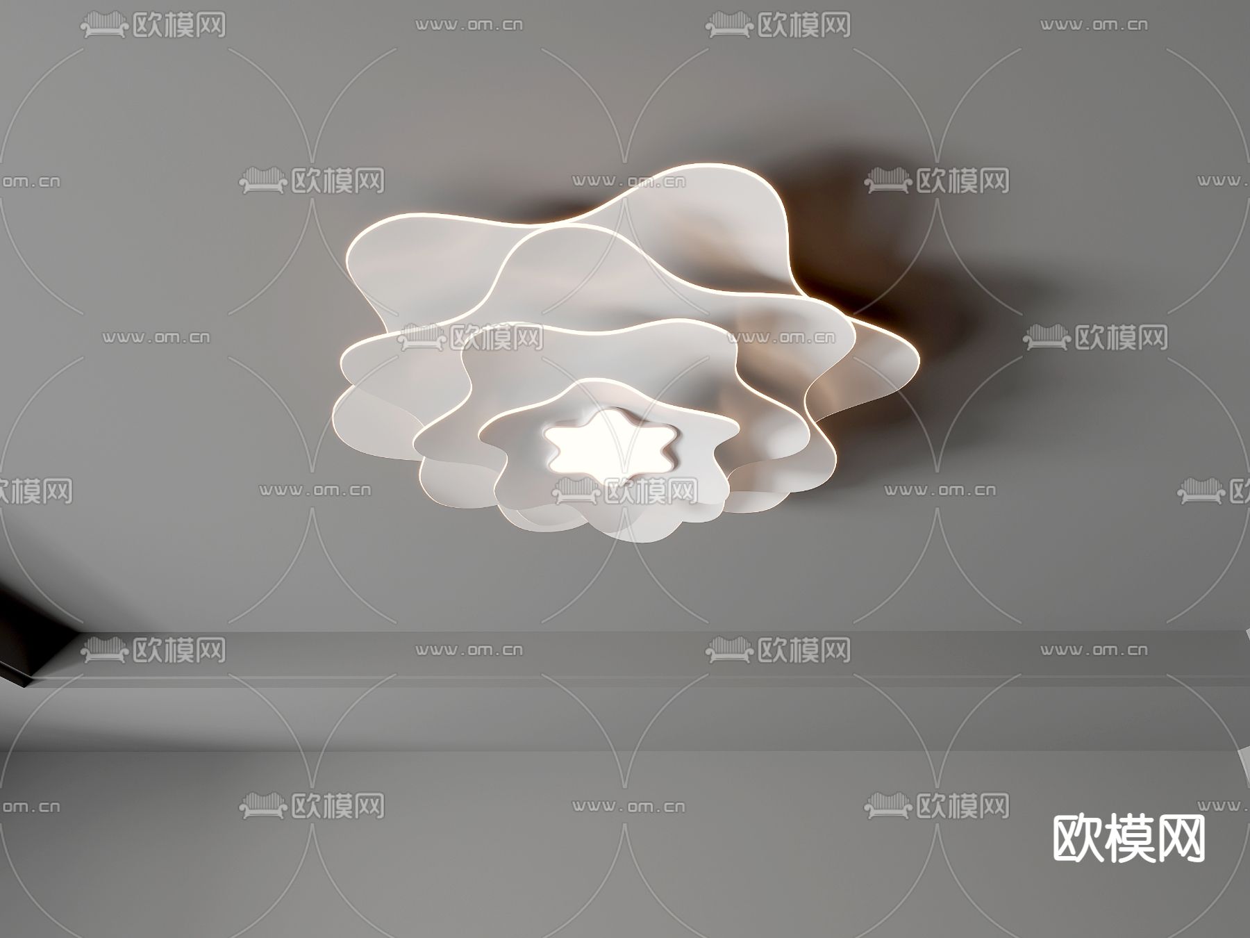 现代多层吸顶灯su模型下载（渲染图3）