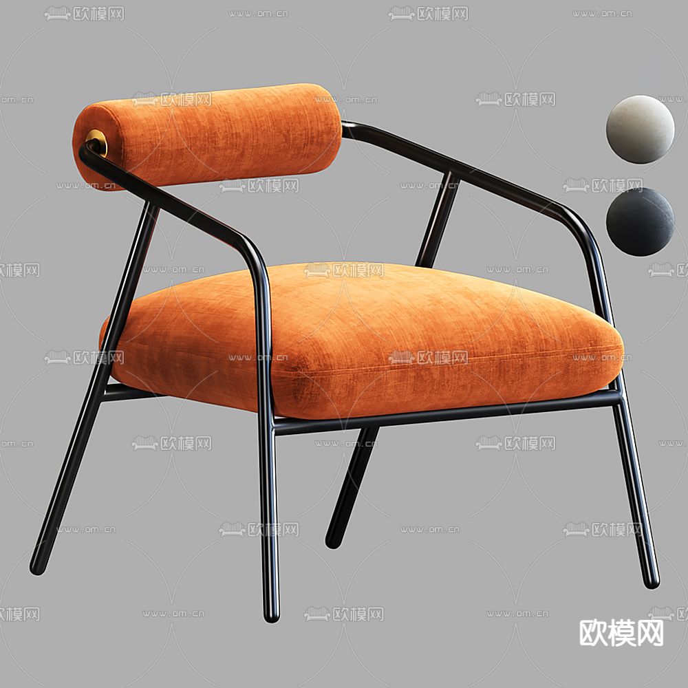 现代橙色休闲椅子su模型