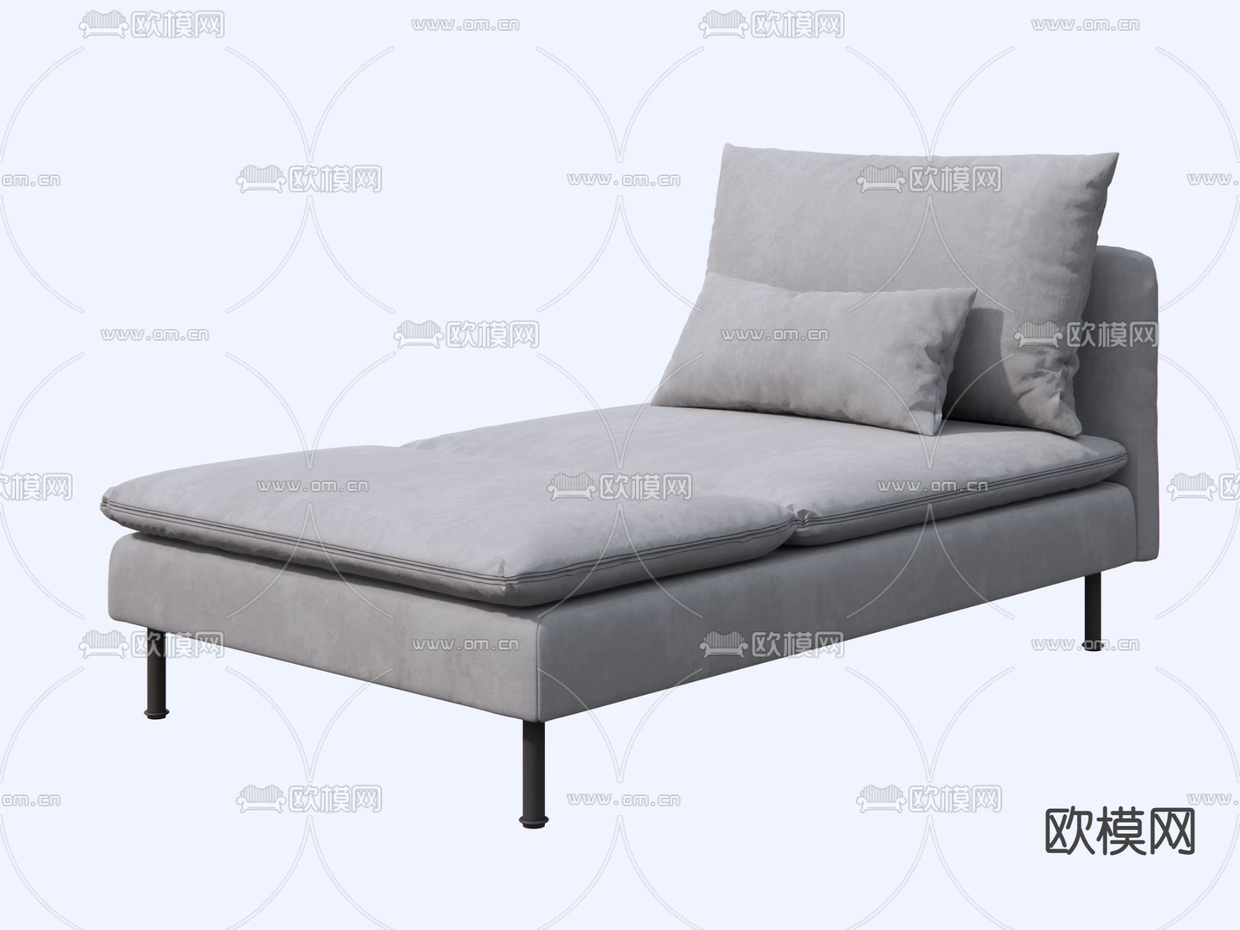 北欧灰色沙发贵妃椅su模型