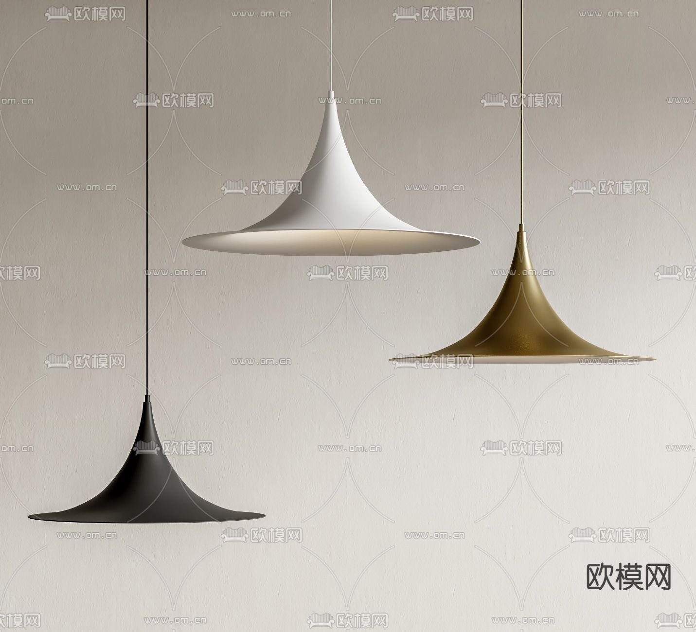 现代极简小吊灯su模型下载（渲染图1）