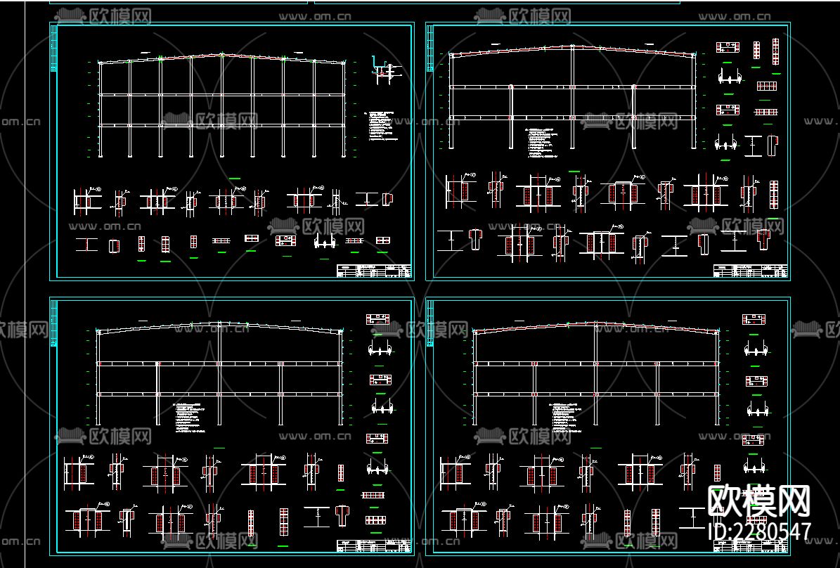 工业厂房cad施工图下载（渲染图1）