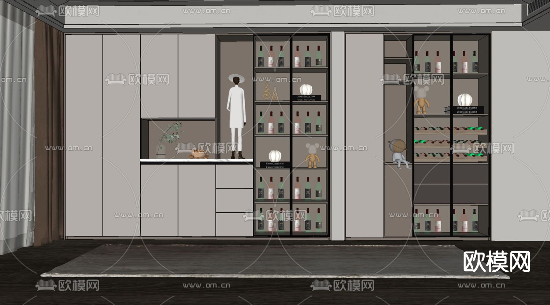 现代酒柜su模型