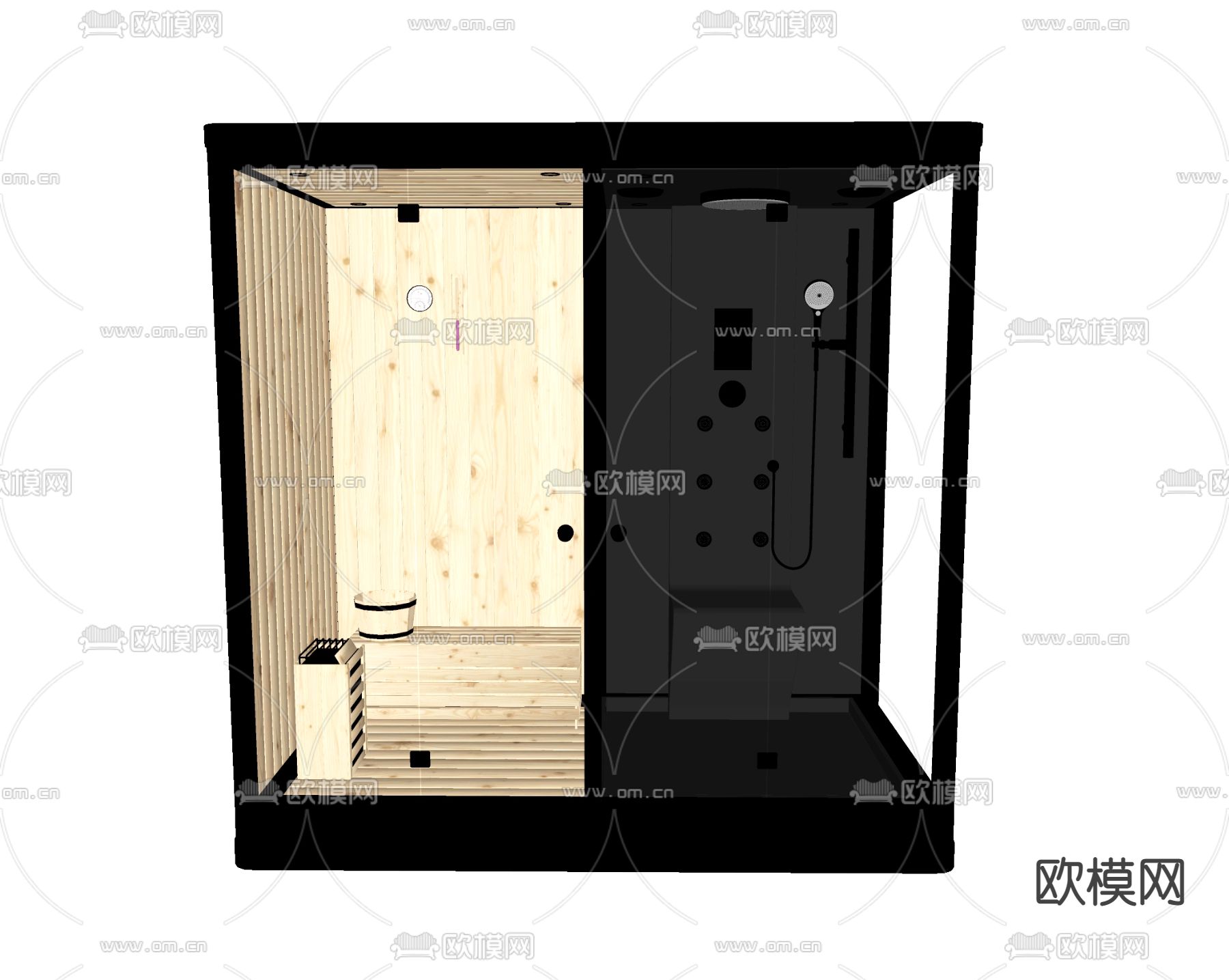现代桑拿房 蒸拿房su模型下载（渲染图2）
