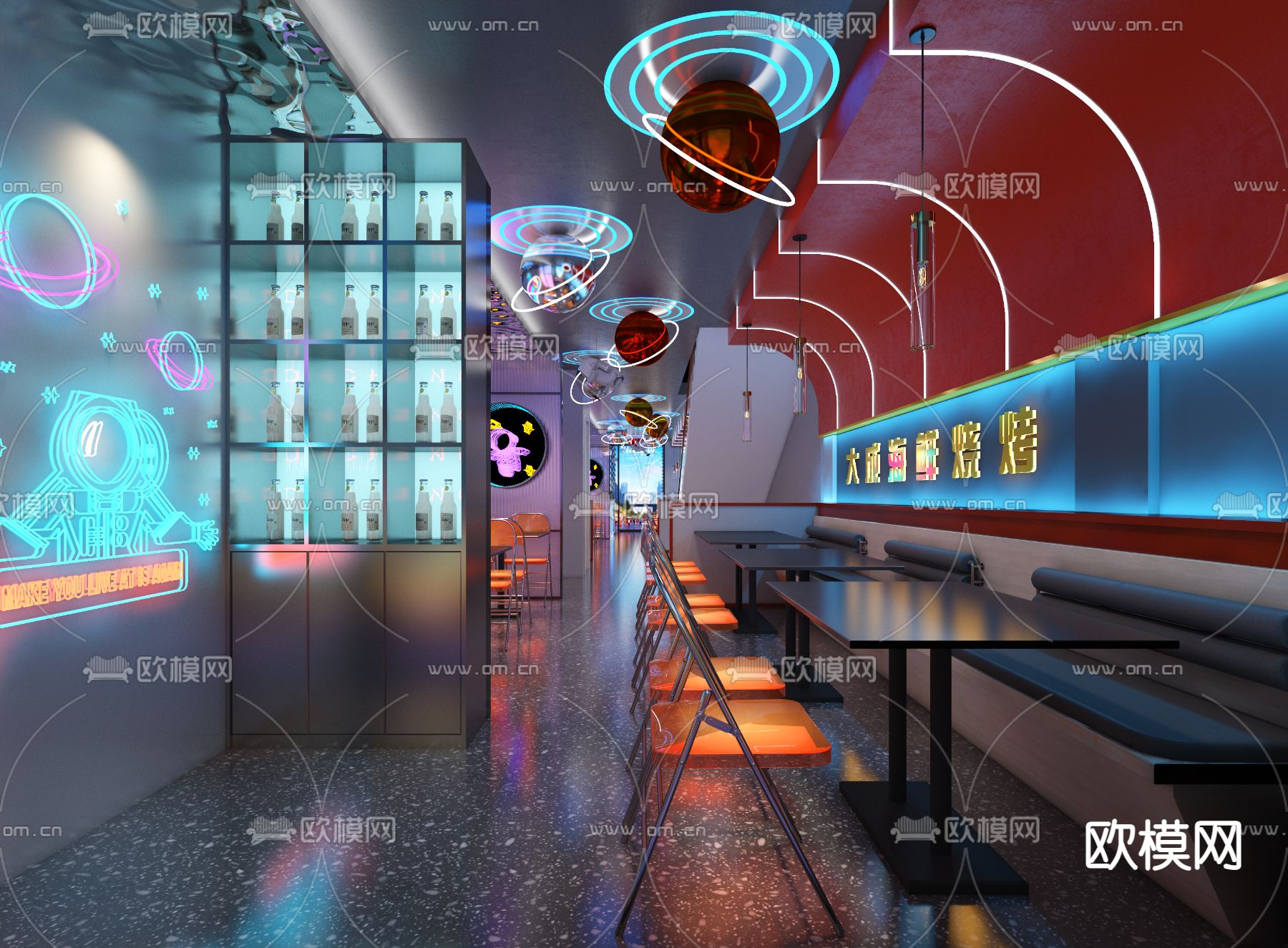 现代烧烤店火锅店3d模型下载（渲染图2）