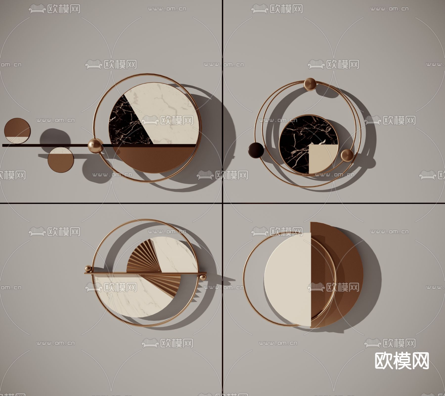 新中式轻奢墙饰挂件su模型下载（渲染图1）