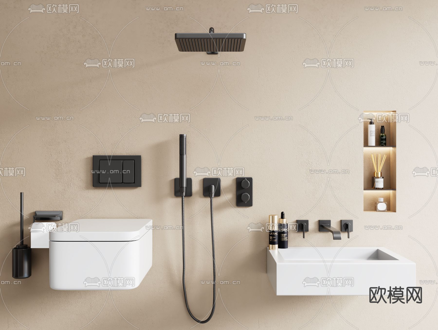 现代洗手盆 水龙头 花洒3d模型下载