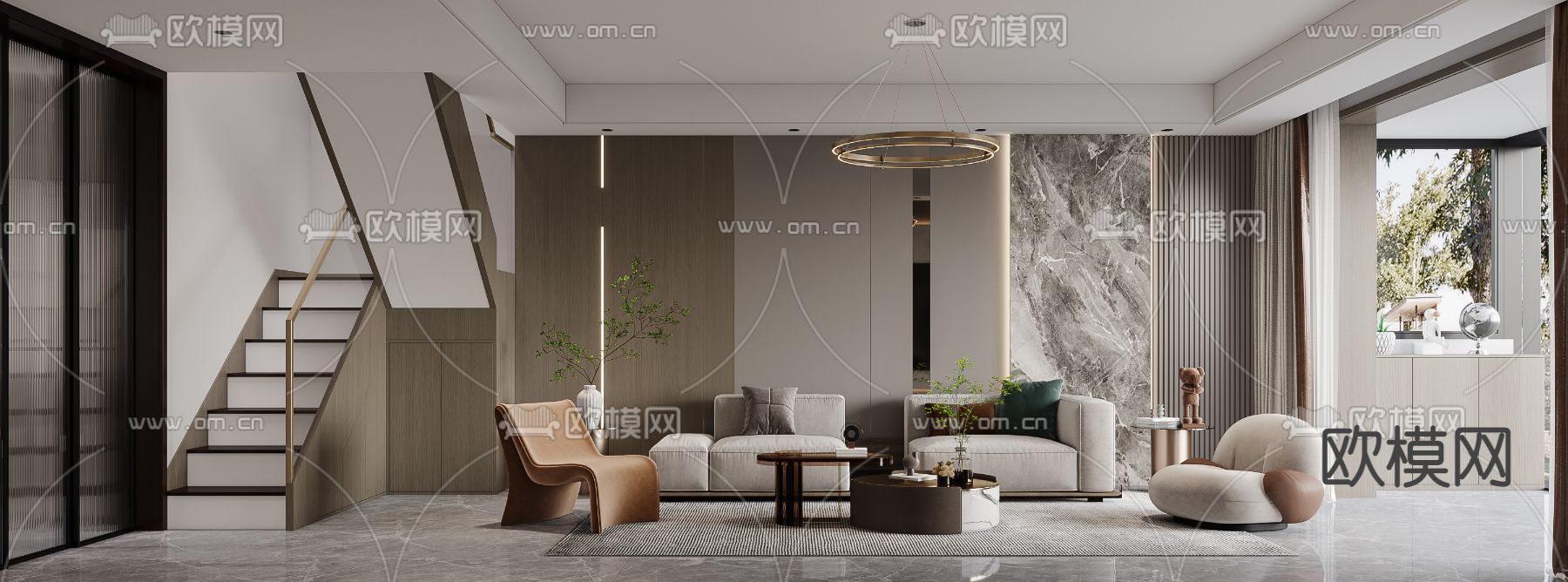 现代轻奢客餐厅3d模型