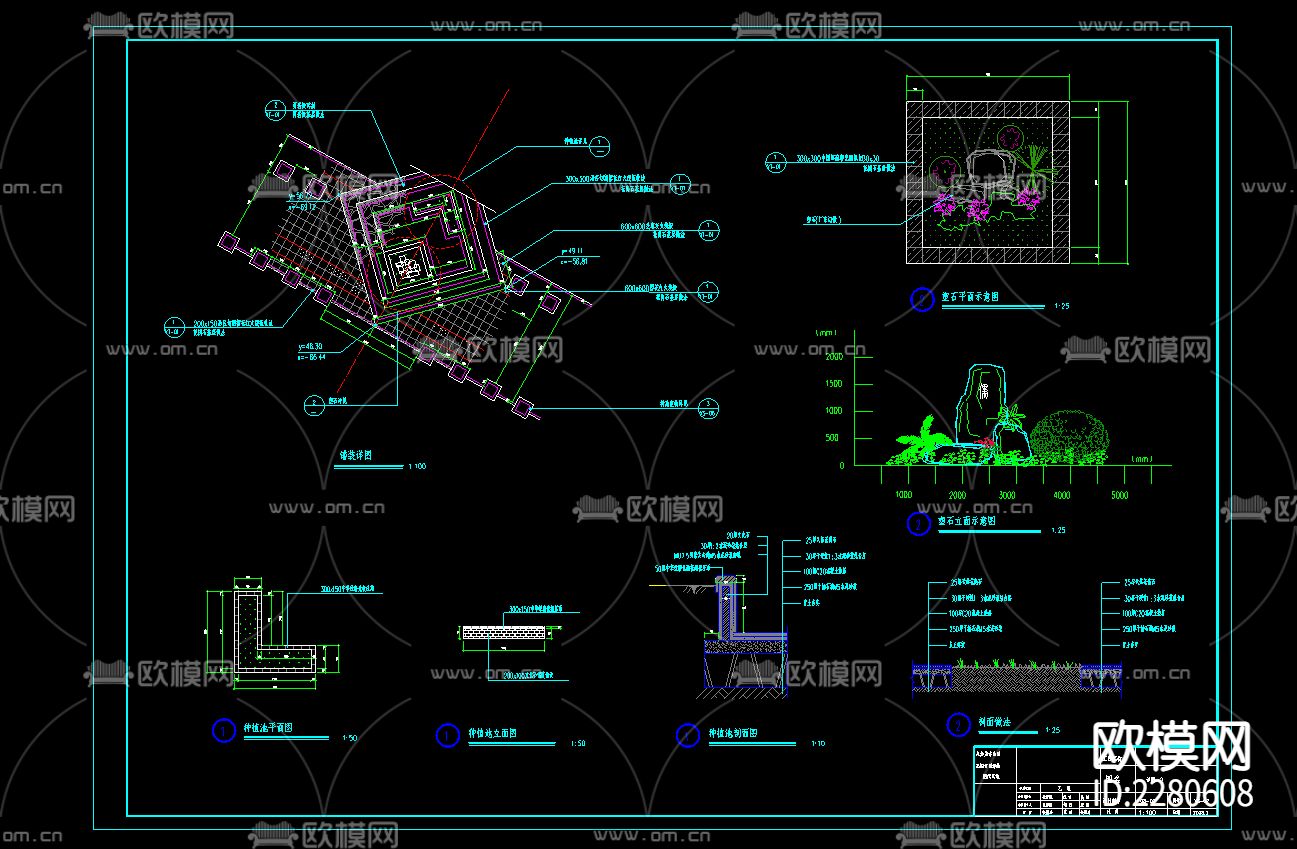 社区公园平面规划cad施工图下载（渲染图3）