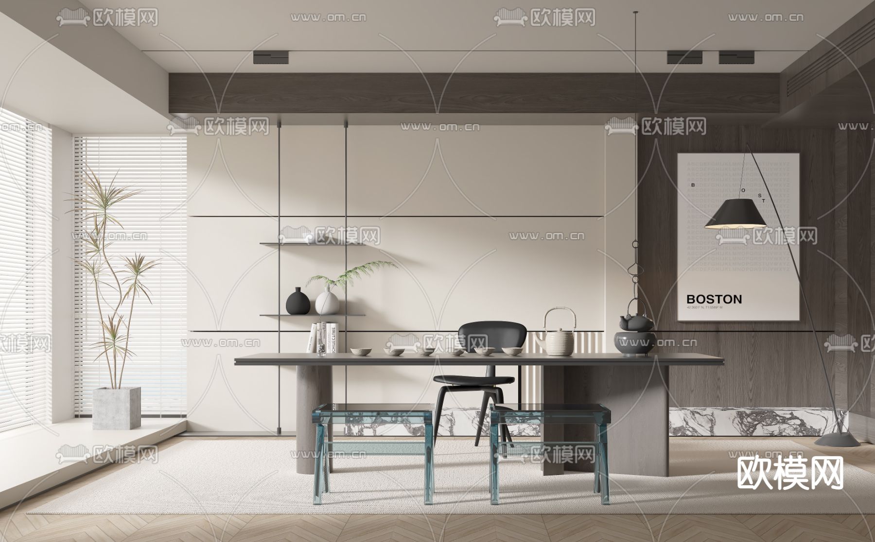 现代高级灰茶室3d模型下载