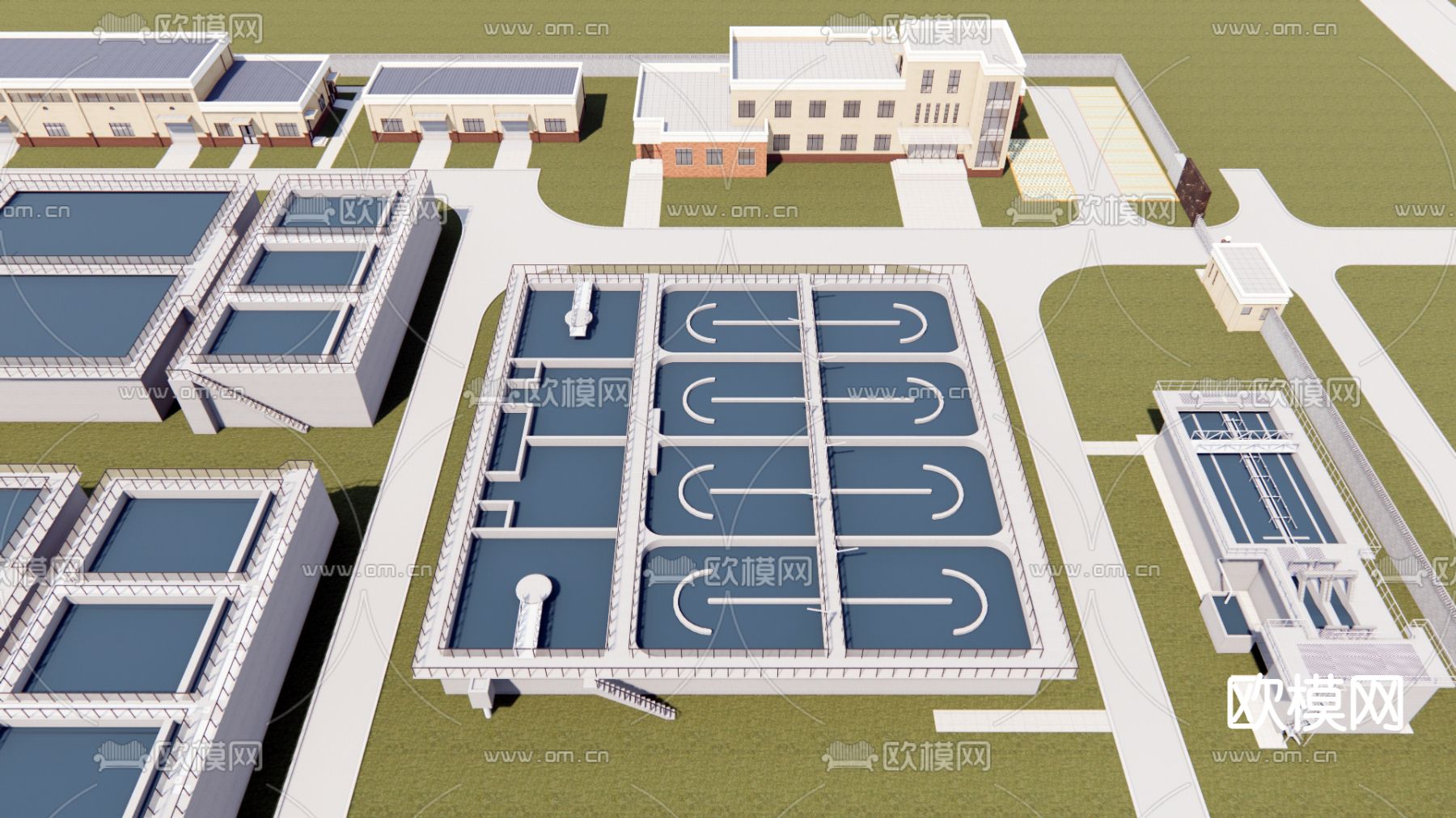 现代工业厂房鸟瞰su模型下载（渲染图2）