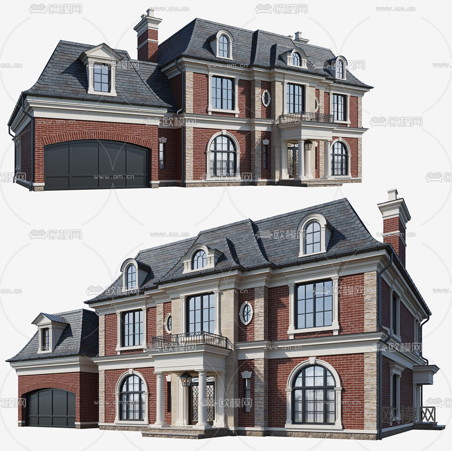 欧式别墅建筑3d模型下载（渲染图1）