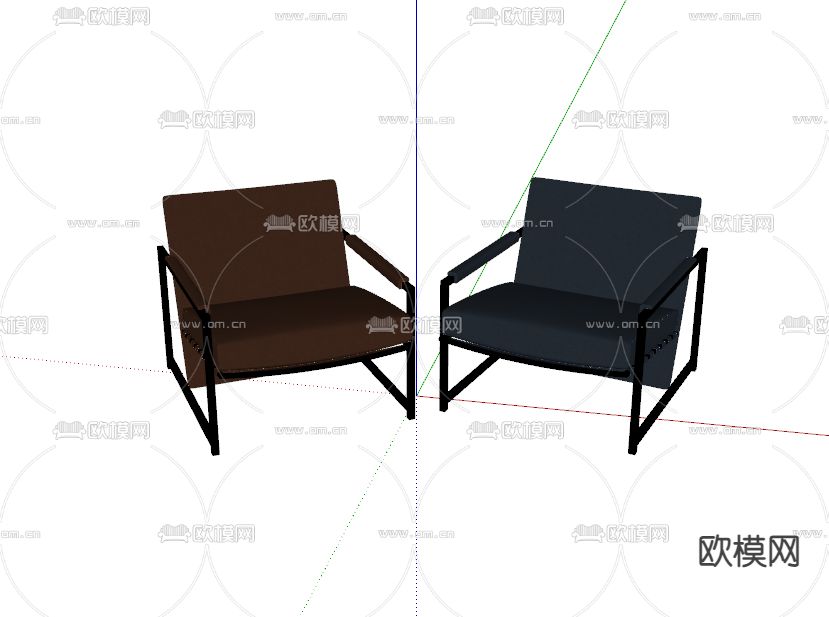 现代轻奢休闲椅su模型下载（渲染图2）