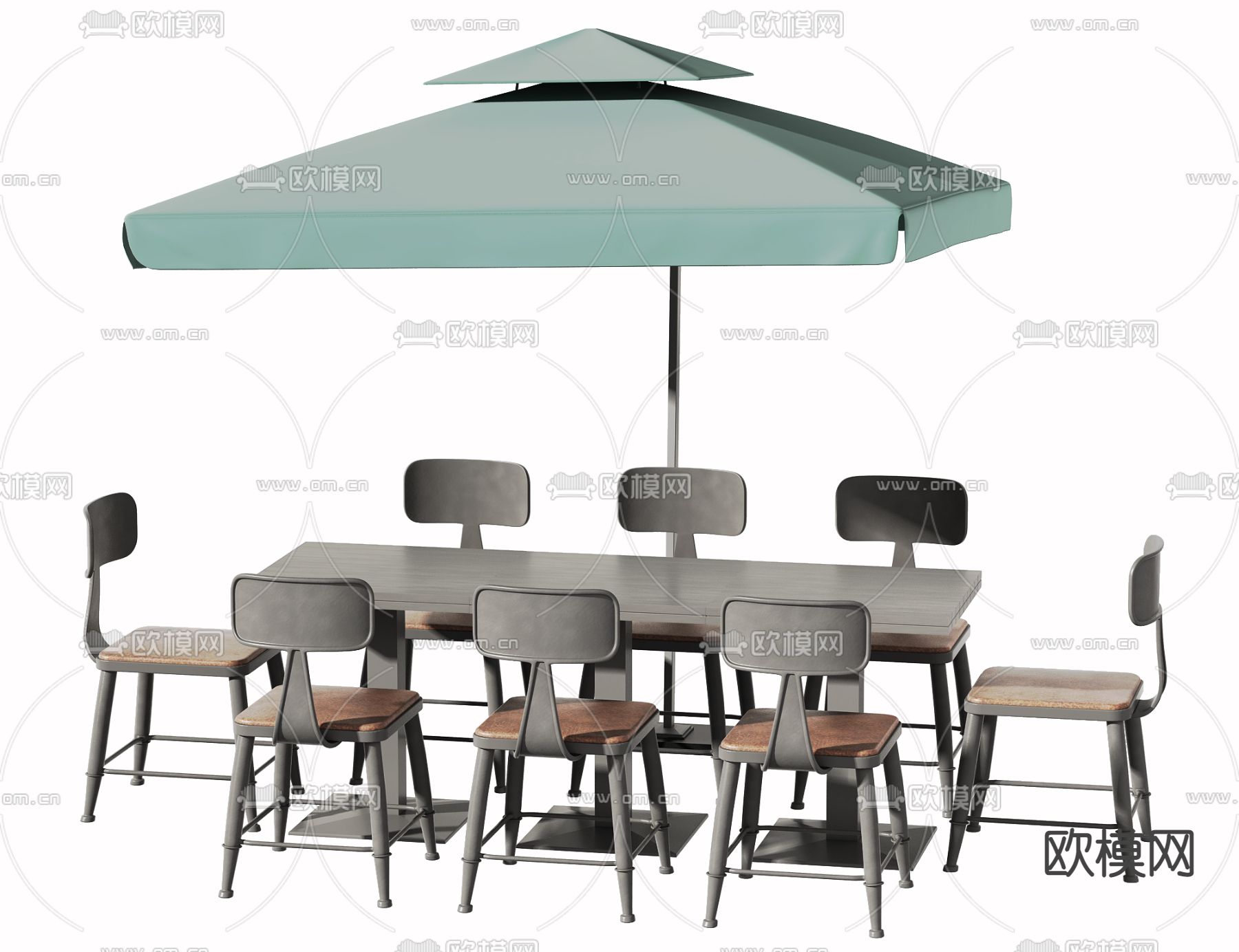 工业风餐桌椅3d模型下载