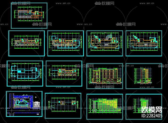 写字楼cad施工图下载（渲染图1）