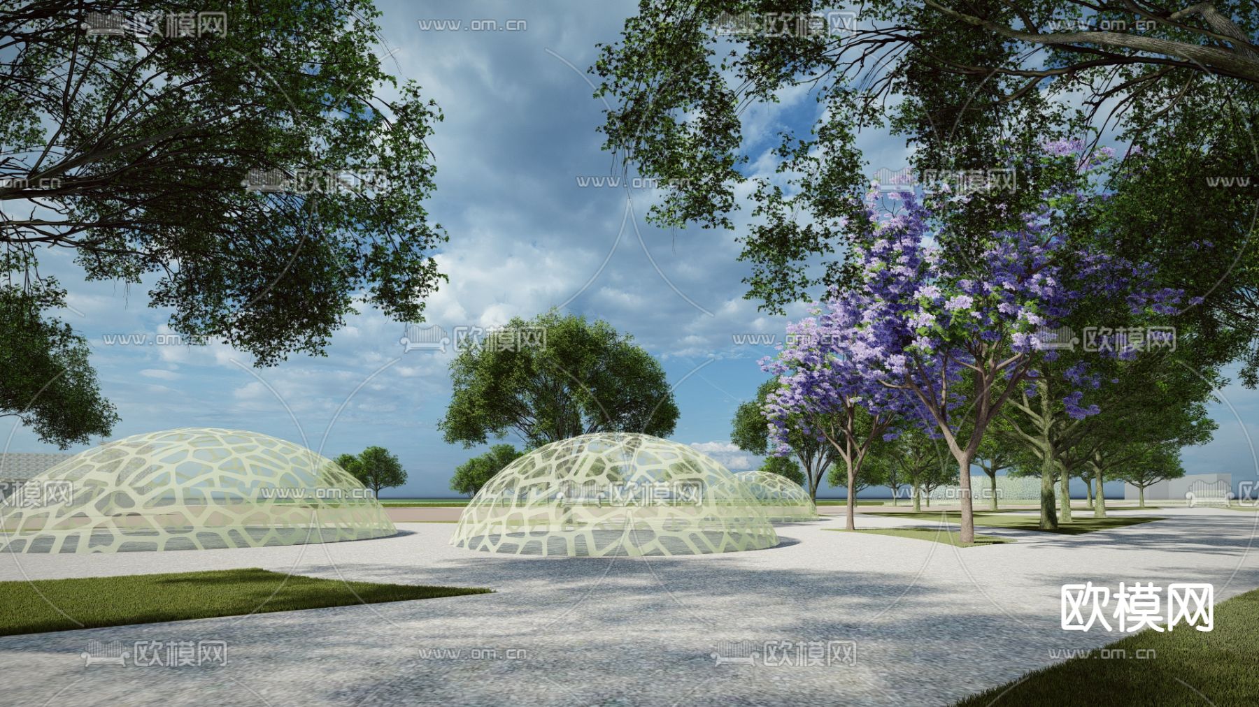 现代城市滨水公园景观su模型下载（渲染图4）