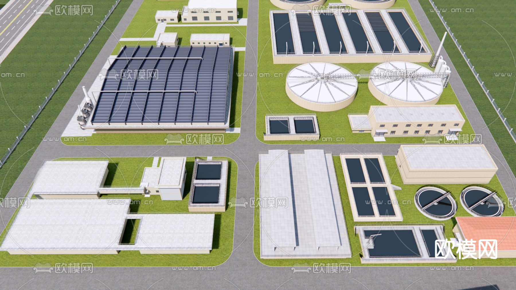 现代工业厂房鸟瞰su模型下载（渲染图3）