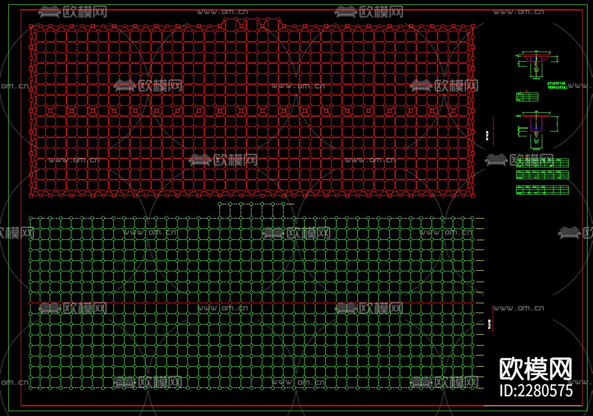 工厂网架CAD施工图下载（渲染图4）
