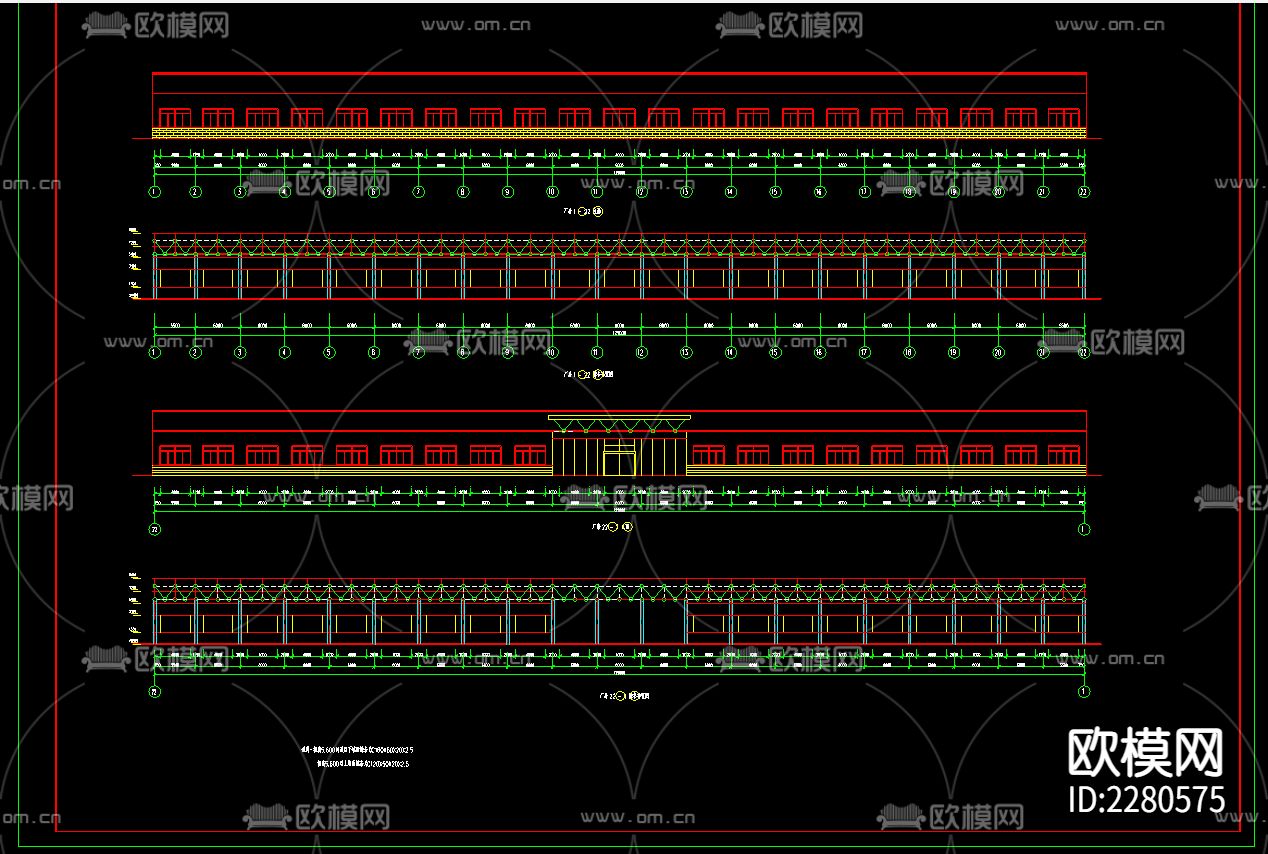 工厂网架CAD施工图下载（渲染图2）