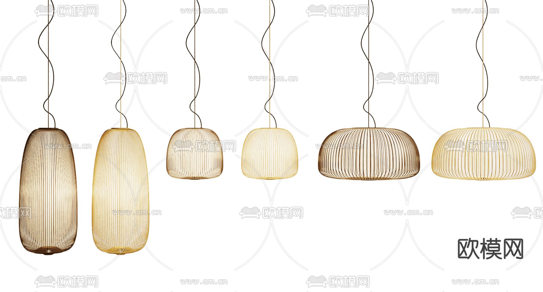 日式藤编吊灯su模型下载（渲染图1）