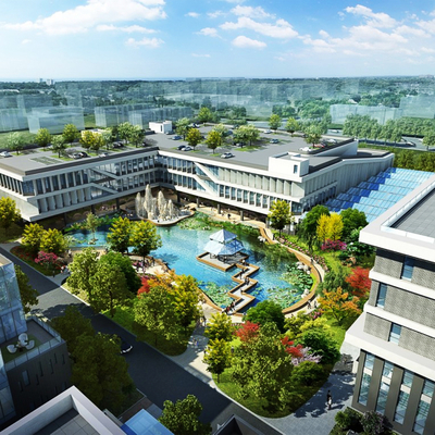  现代度假酒店鸟瞰su模型 