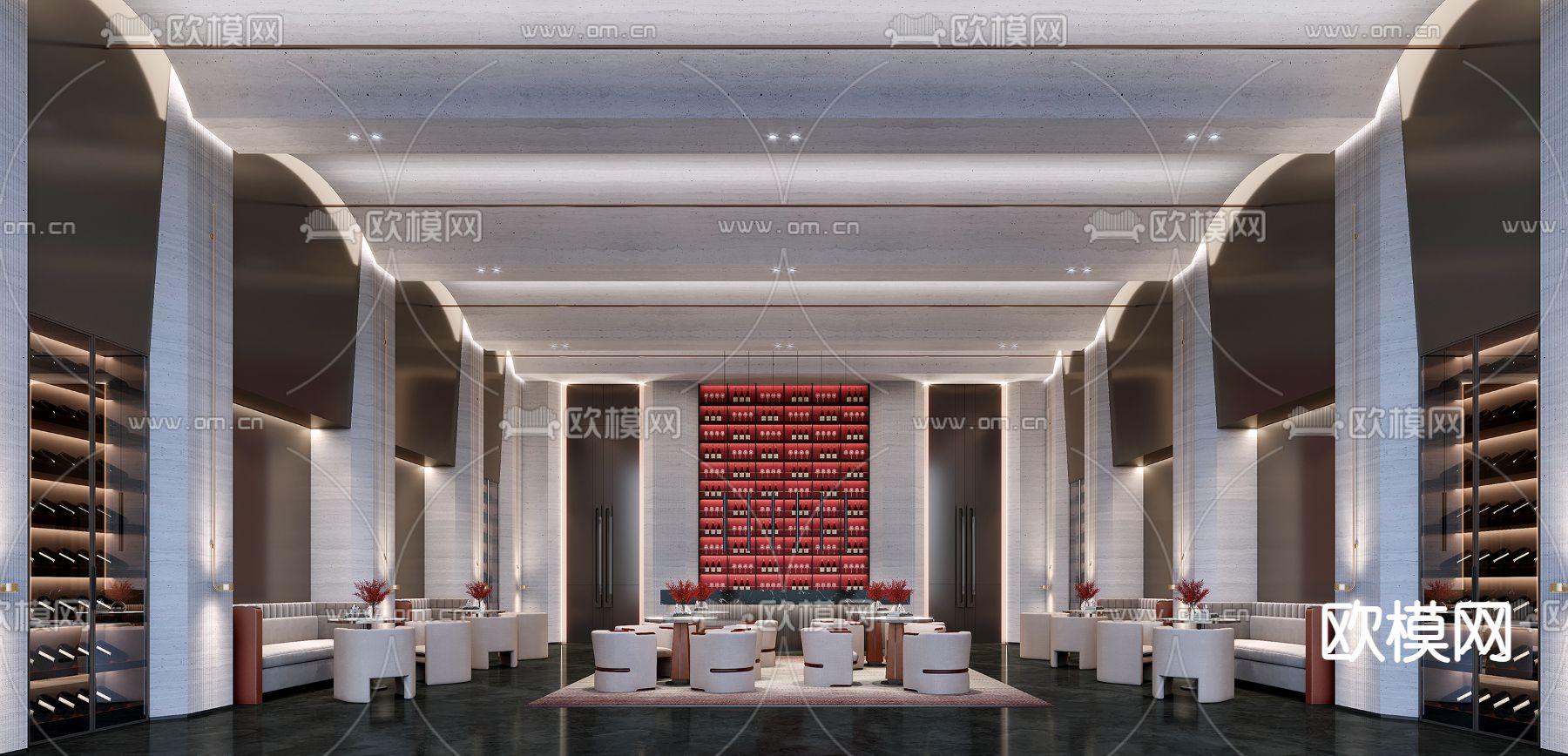 现代酒店酒吧区3d模型下载