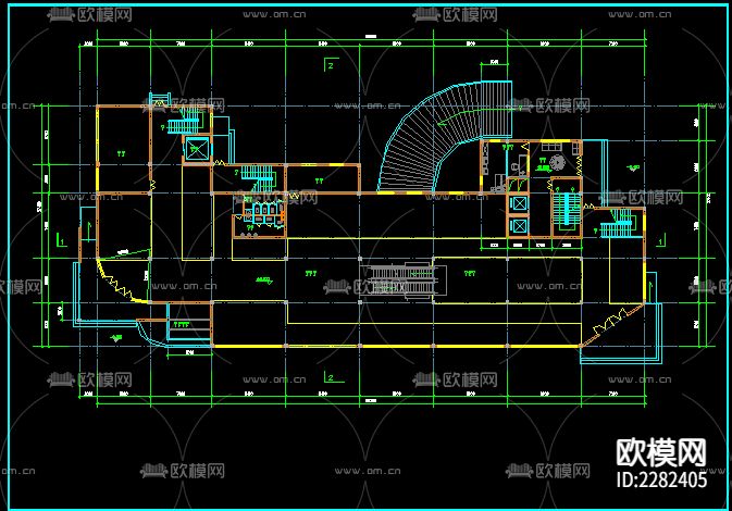 写字楼cad施工图下载（渲染图5）