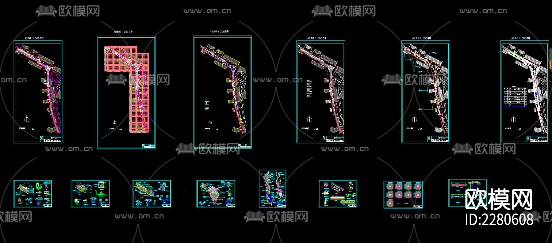 社区公园平面规划cad施工图下载（渲染图1）