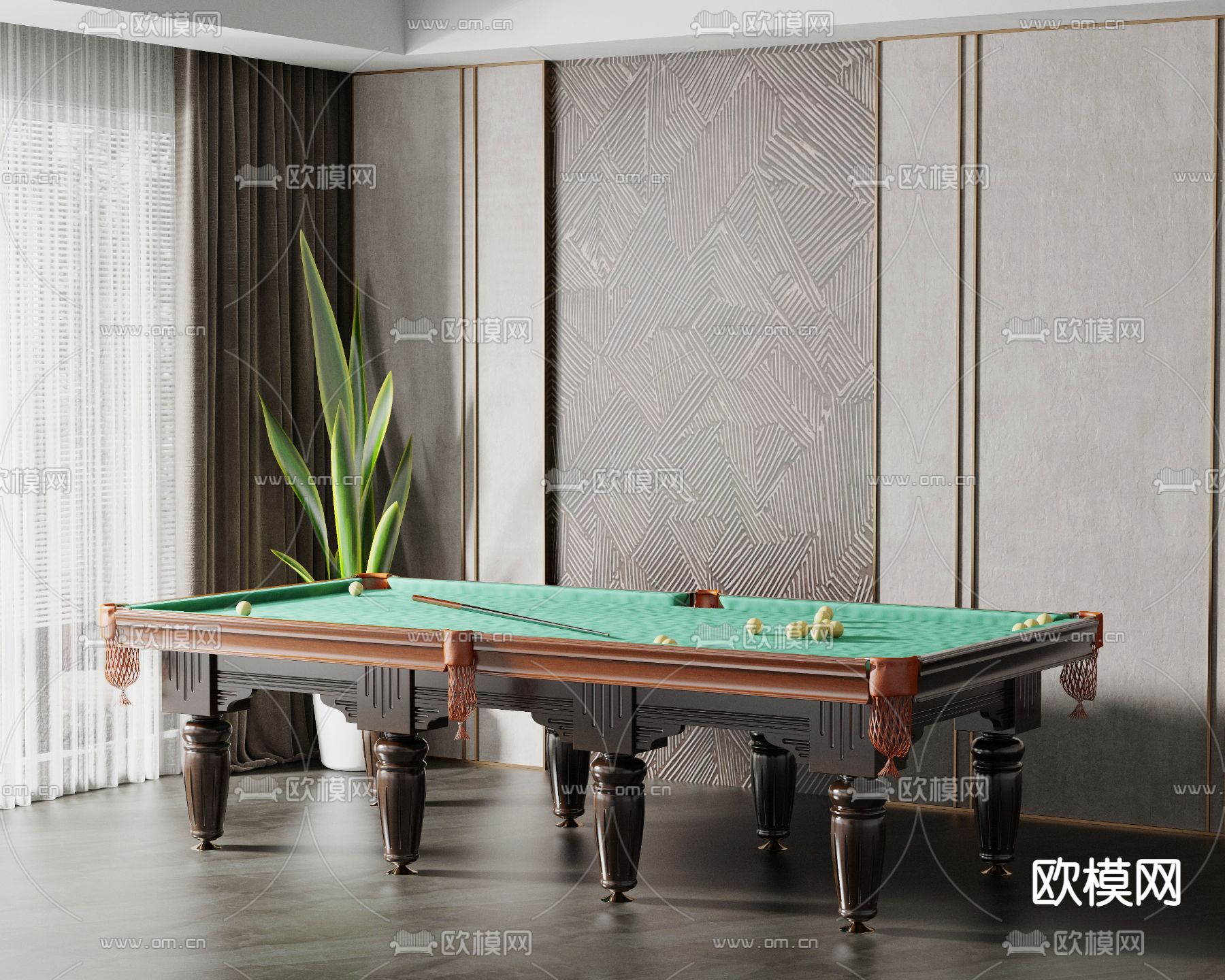 美式斯诺克台球 桌球3d模型下载