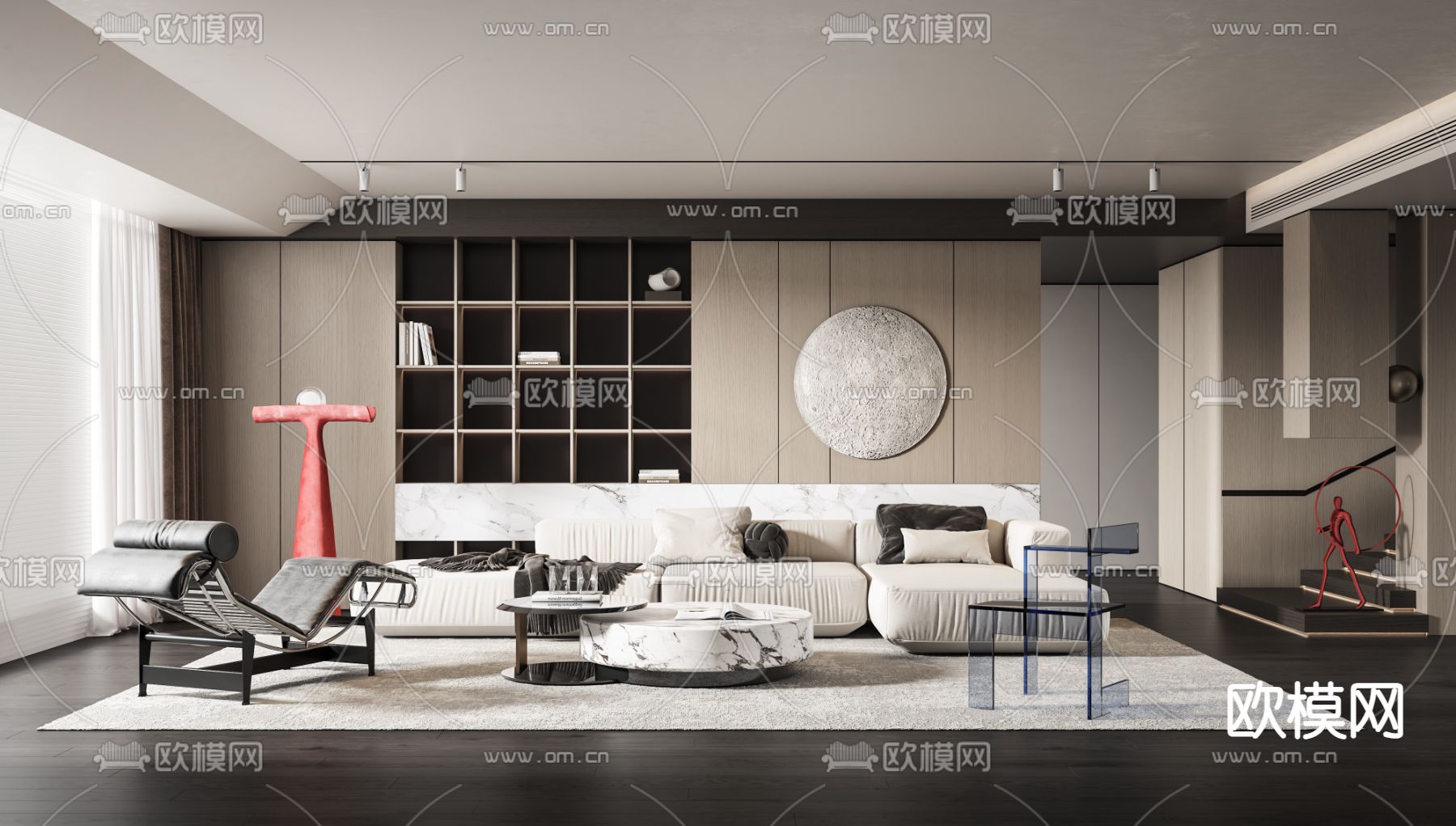 现代黑白客厅3d模型