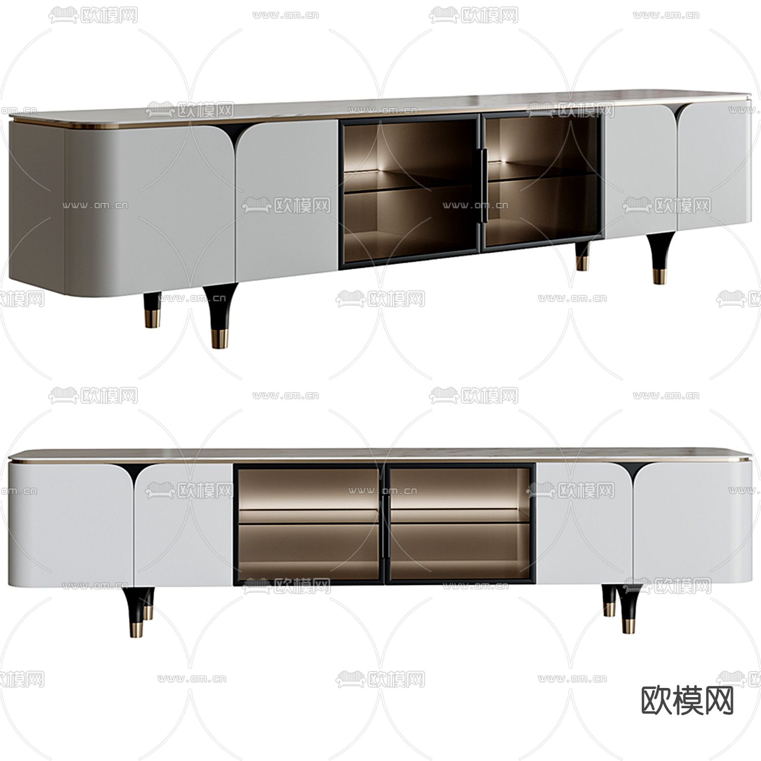 现代轻奢电视柜3d模型下载（渲染图1）