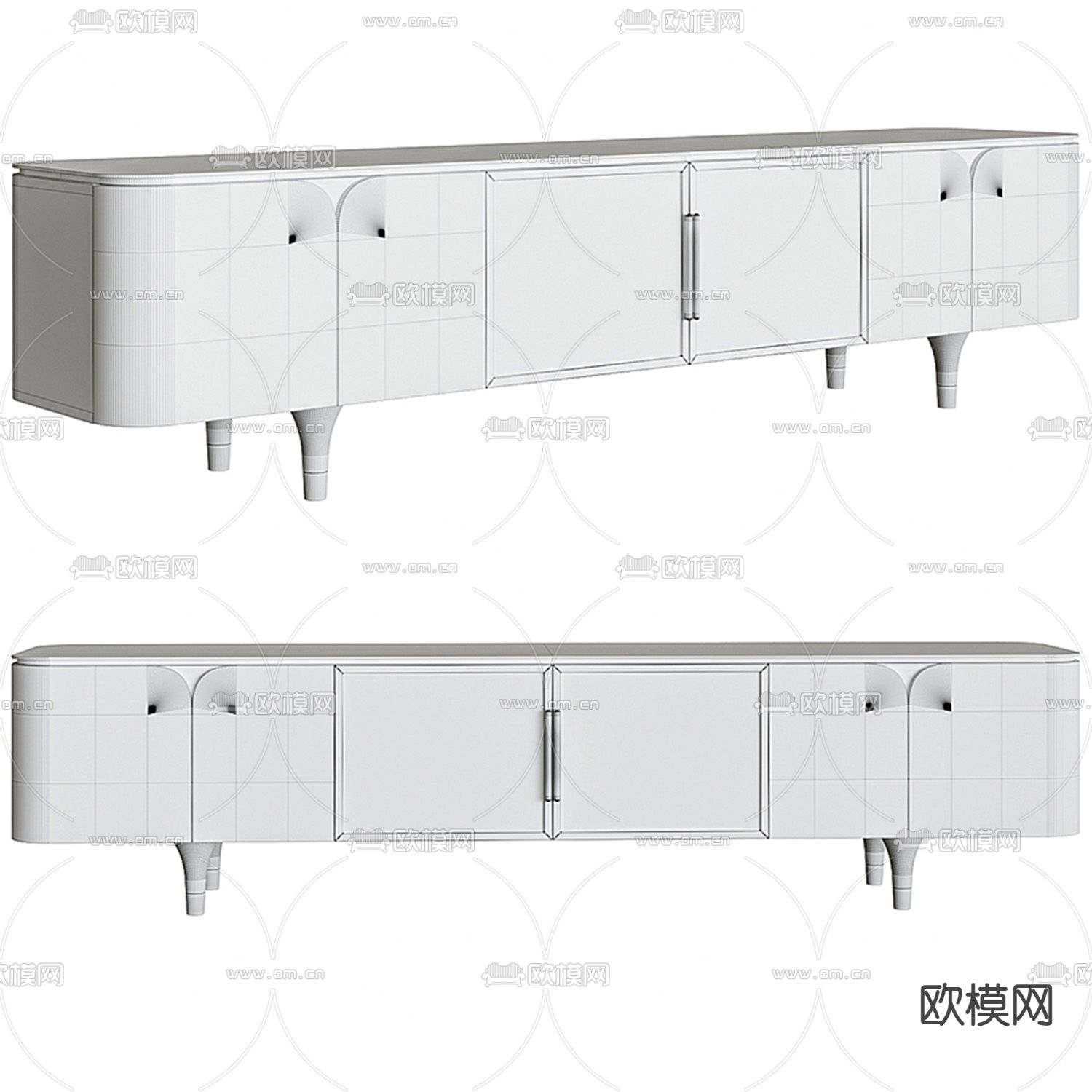 现代轻奢电视柜3d模型下载（渲染图2）